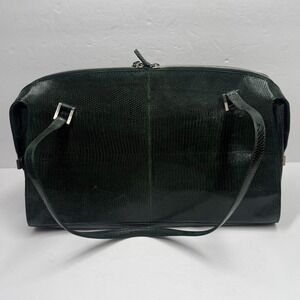 Vintage Tardini Genuine Lizard Leather Black Shoulder Bag Handmade Italy